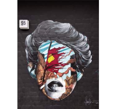 Mural de parede de arte urbana perfil humano fragmentado - TenStickers
