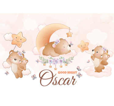 Mural de parede bebés coleção urso sonolento - TenStickers