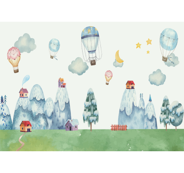 Mural de parede bebés balões de ar quente divertidos - TenStickers