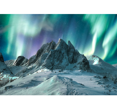 Fotomurais de paisagens exibição de auroras nas montanhas - TenStickers