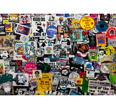 Mural de parede de arte urbana colagem de adesivos coloridos - TenStickers