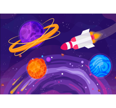 Fotomurais paisagistícos Nave espacial e planetas da galáxia dos  - TenStickers