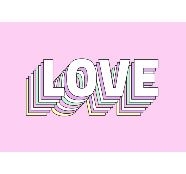 Murais de parede com letras em várias camadas de amor retrô para  - TenStickers
