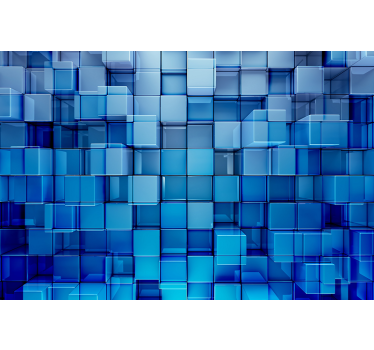 Fotomurais 3D Efeito 3d de cubos de vidro azul - TenStickers
