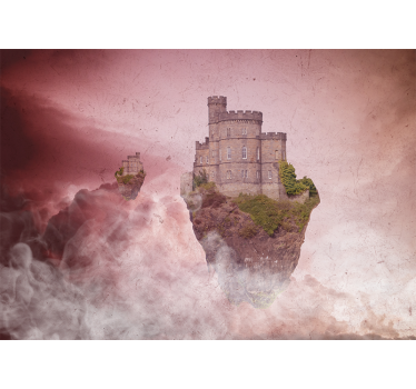 Mural de parede fantasía paisagem do castelo flutuante - TenStickers