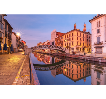 Fotomurais cidades e países reflexo do canal de milão - TenStickers