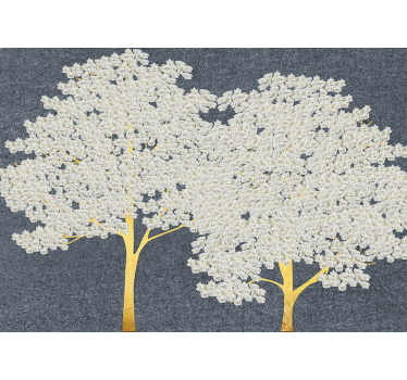 Fotomurais plantas e flores árvores douradas com flores brancas - TenStickers