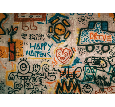 Mistura de desenhos de grafite pintando murais - TenStickers