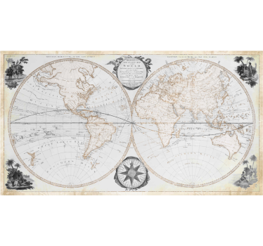 Mural de parede escritório mapa Mundial Vintage Aquarela - TenStickers