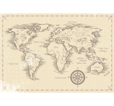 Mural de parede escritório mapa do mundo antigo. Esta é uma repre - TenStickers