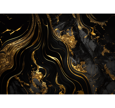 Mural de parede sala mármore preto e dourado - TenStickers