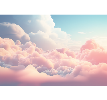 Mural de parede infantil paisagem de nuvem rosa - TenStickers