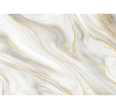 Mural de parede banho mármore branco e dourado - TenStickers
