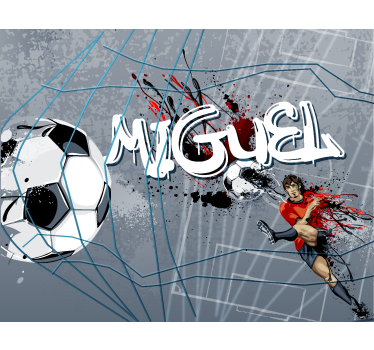 Mural de parede juvenil gol de jogador de futebol e nome - TenStickers