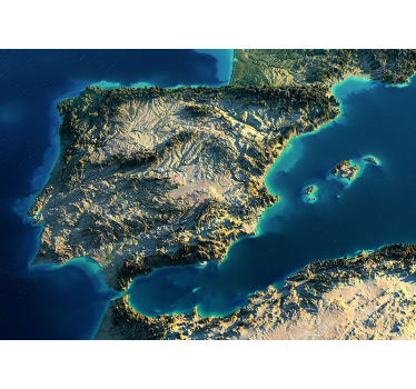 Mural de parede mapa 3d Península Ibérica - TenStickers