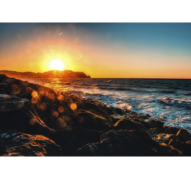 Mural de parede de paisagens À beira-mar com raios de sol - TenStickers
