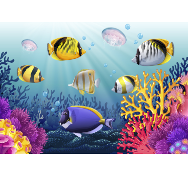 Fotomurais de Parede Peixes nadando no fundo do mar - TenStickers