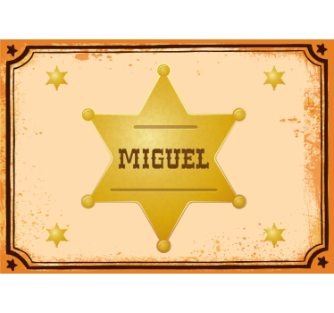 Mural de parede infantil estrela de xerife personalizada - TenStickers