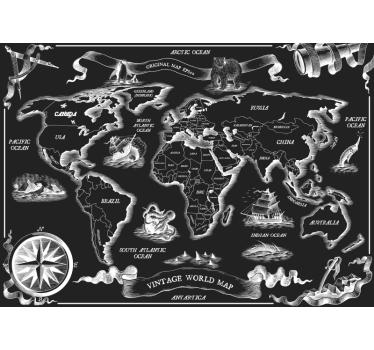 fotomural vinílico de parede de continentes de mapa mundial em pr - TenStickers