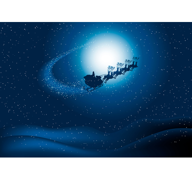Mural de parede Natal a jornada do trenó do papai noel - TenStickers