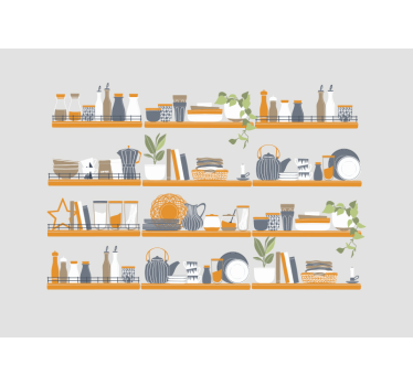Prateleiras arrumadas cozinha murais de cozinha - TenStickers