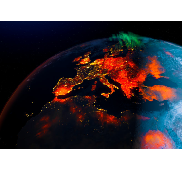 Mural de parede mapa mundial noite europeia brilhante - TenStickers