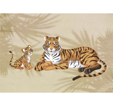 Mural de parede animais mãe e filhote de tigres - TenStickers