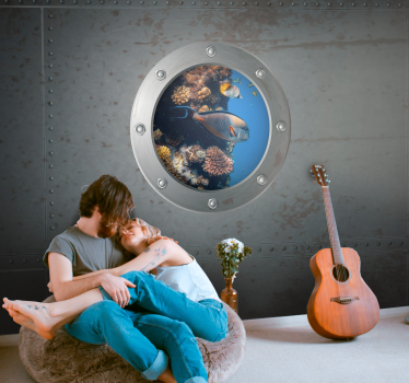 Fotomural para sala janela de submarino personalizável - TenStickers