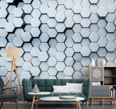 Fotomurais 3D Hexágonos metálicos - TenStickers