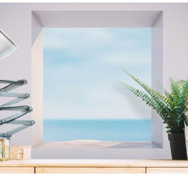 Fotomurais 3D Janela do telhado vista para o mar - TenStickers