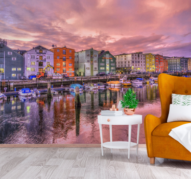 Fotomurais cidades e países edifícios coloridos à beira-mar - TenStickers