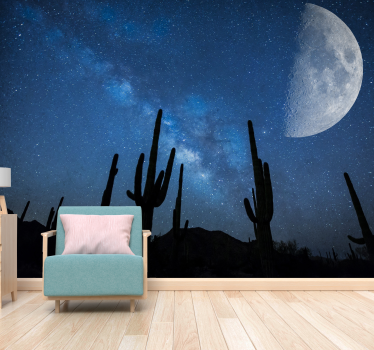 Fotomurais de paisagens céu noturno de cactos - TenStickers