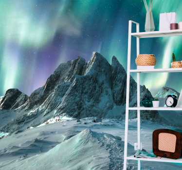 Fotomurais de paisagens exibição de auroras nas montanhas - TenStickers