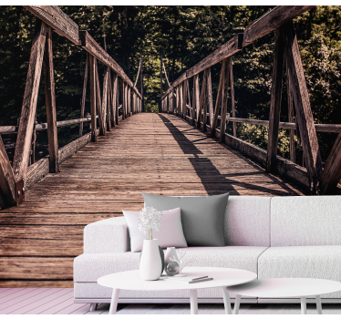 Fotomurais de paisagens passarela de ponte de madeira - TenStickers