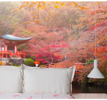 Fotomurais de paisagens pavilhão de jardim tranquilo - TenStickers