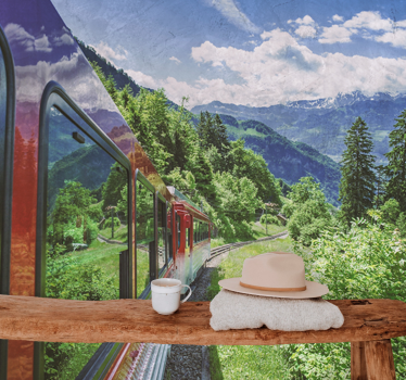 Fotomurais de paisagens viagem de trem nas montanhas - TenStickers