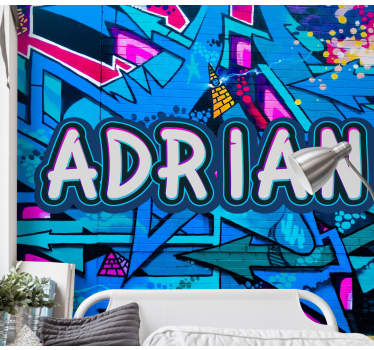 Fotomurais de Parede Grafite em fundo azul - TenStickers
