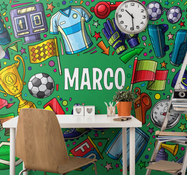 Fotomurais de Parede Paixão por futebol com nome - TenStickers