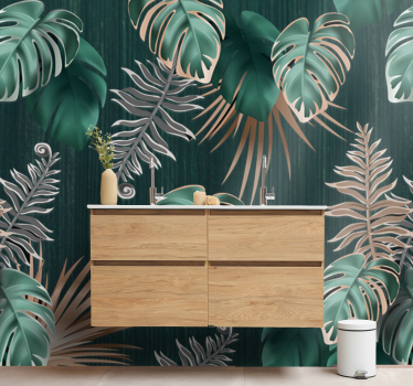 Fotomural para casa de banho folhas variadas - TenStickers