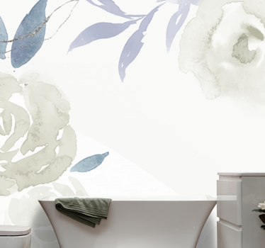 Fotomural para casa de banho Ilustração floral - TenStickers