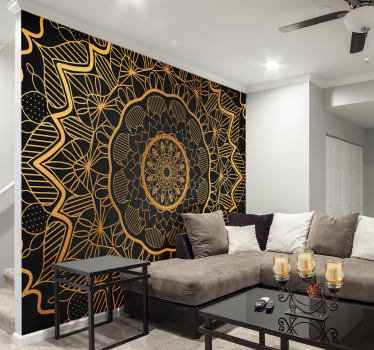 Fotomurais decorativos para casa de banho Mandala dourada - TenStickers