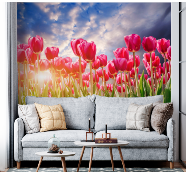 Fotomurais flores campo de tulipas radiantes - TenStickers