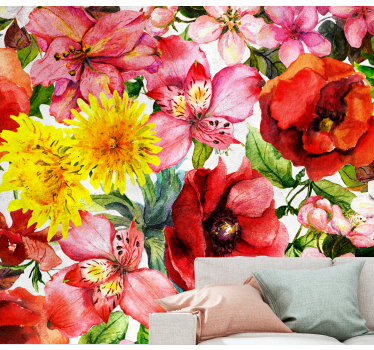Fotomurais flores composição de flores vibrantes - TenStickers