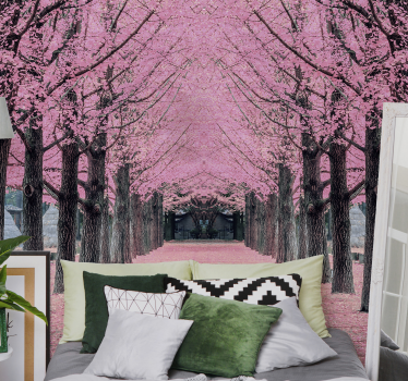Fotomurais paisagistícos Enorme fotomural vinílico de árvore rosa - TenStickers