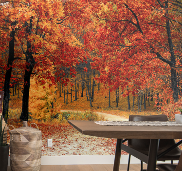 Fotomurais paisagistícos Floresta de folhas vermelhas - TenStickers