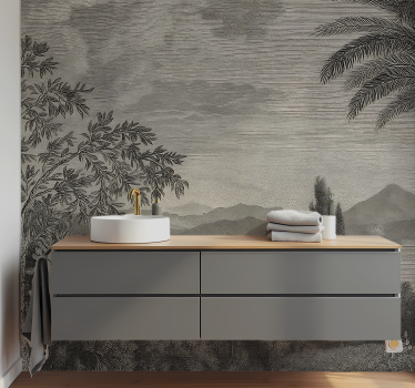 Fotomurais para casa de banho paisagem natural cinza - TenStickers