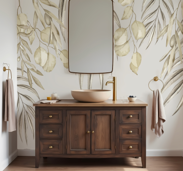 Fotomurais para casa de banho palmeira bege suave - TenStickers
