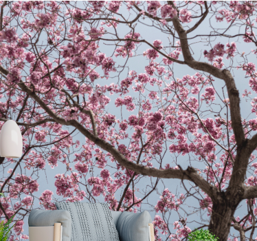 Fotomurais plantas e flores Flor de cerejeira rosa elegante - TenStickers