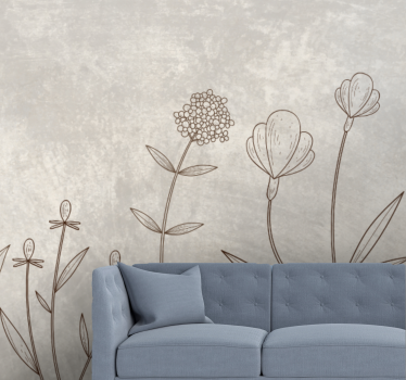 Fotomurais plantas e flores Prado nebuloso de estilo escandinavo - TenStickers