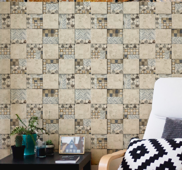 Fotomurais texturas e padrões azulejos mistos - TenStickers